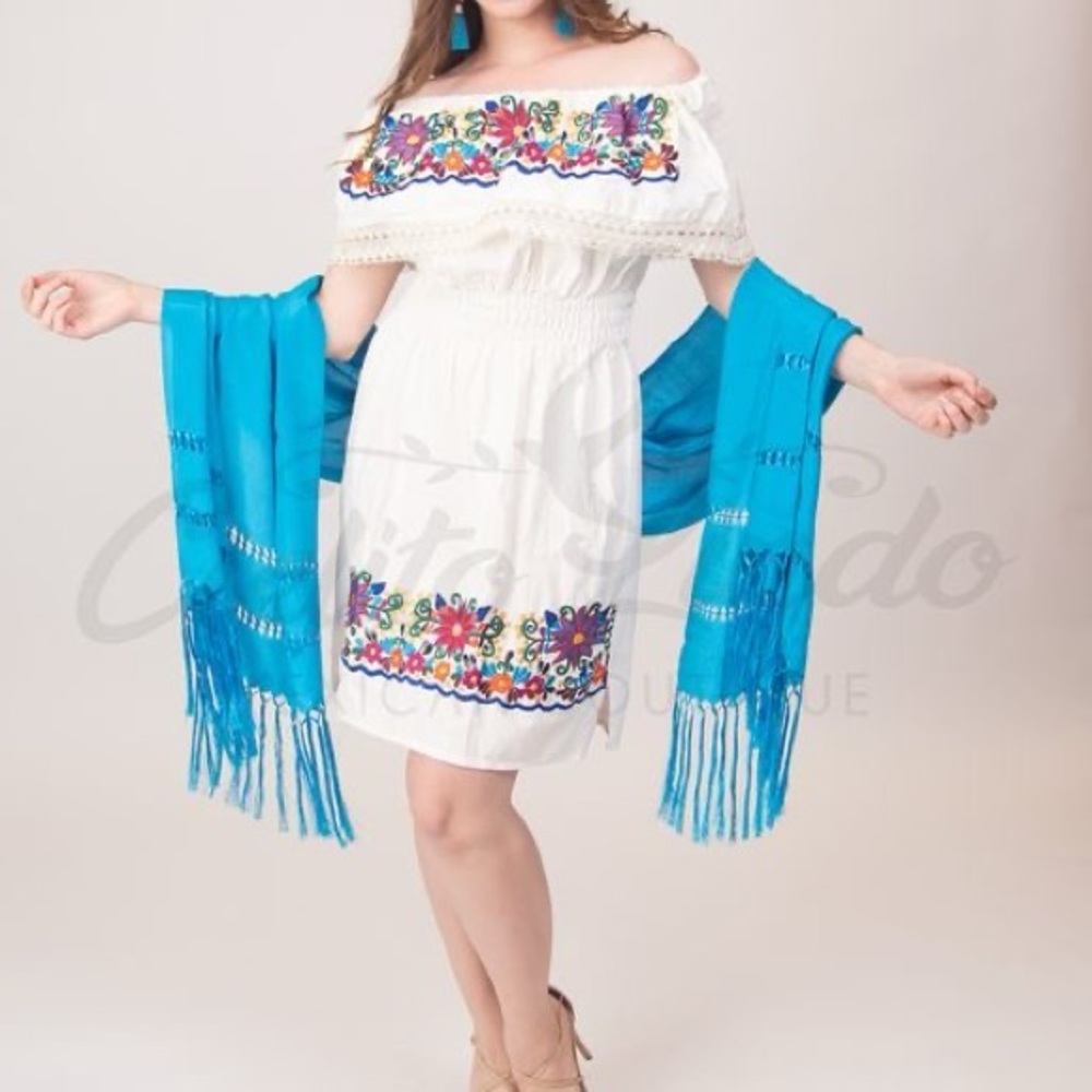 Margarita Off The Shoulder Cream Dress